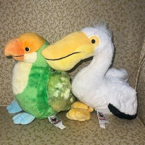 GANZ Webkins Green Parrot and White Pelican Plush bundle